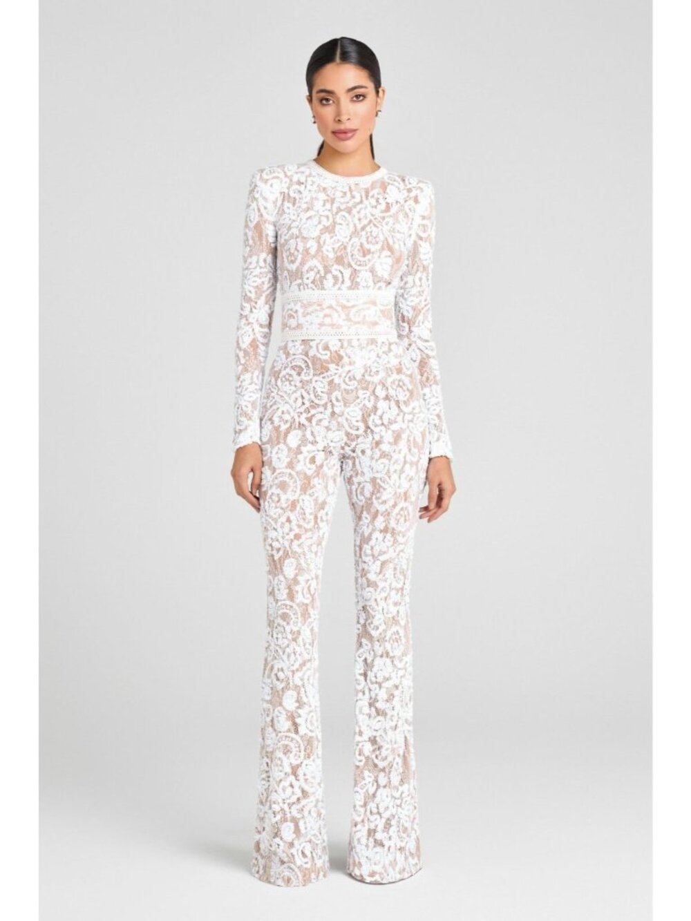 Nadine Merabi Bella White Lace Jumpsuit Small NWT